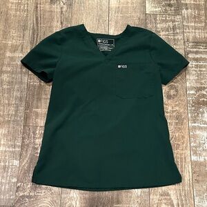 Figs Dark Green Scrub Top